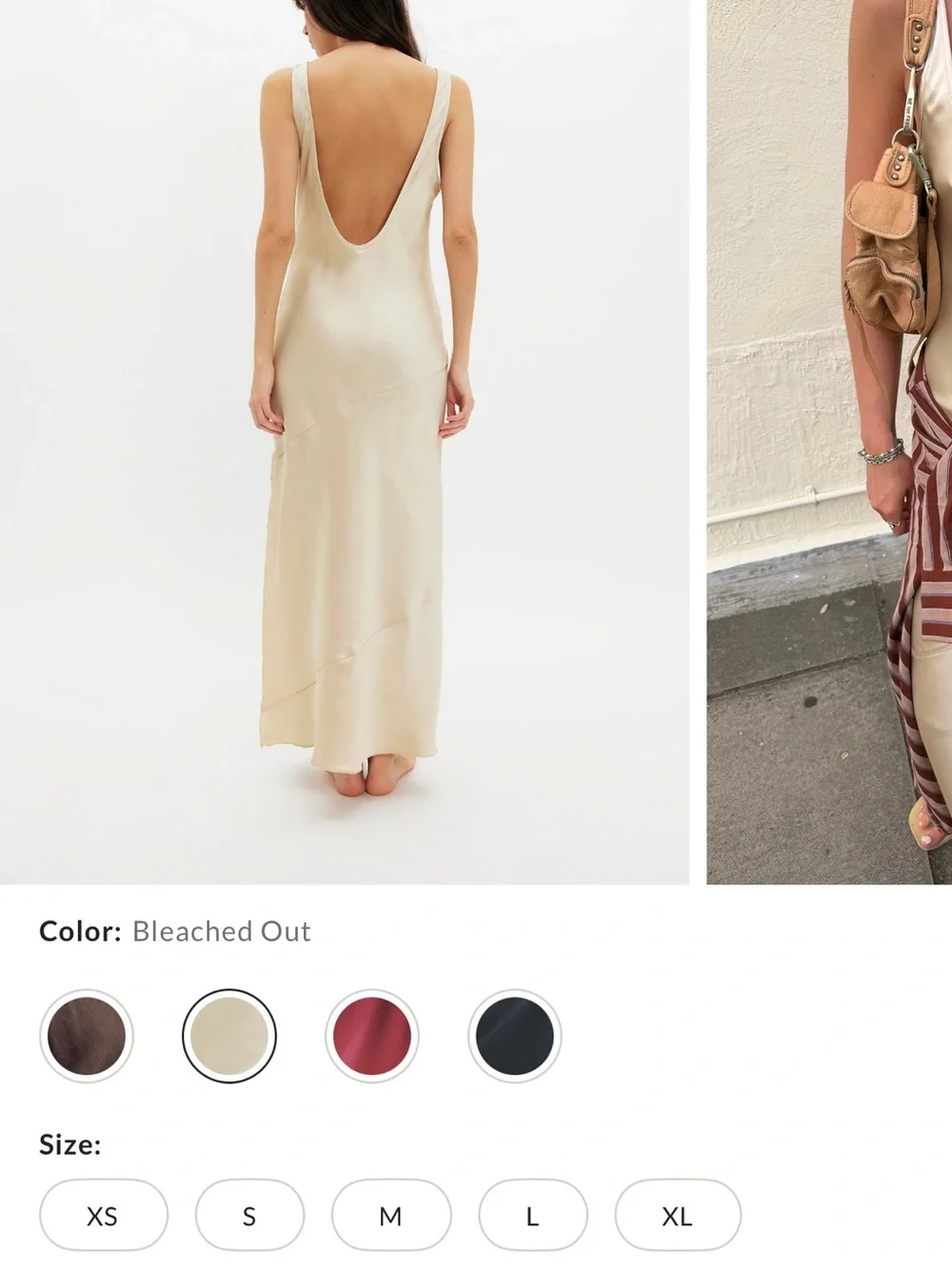Free People Bleached Out Scoop-Back Satin Maxi Dress